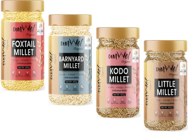 Amwel Combo Foxtail Millet + BarnyardMillet + Kodo Millet + Little Millets ( 400g x 4) Mixed Millet  (1.6 kg, Pack of 4)