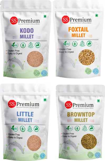 SS PREMIUM Millet Combo (Foxtail, Kodo, Little, Browntop) 4kg (1kg x 4 Packs) -100% Natural Mixed Millet  (4 g, Pack of 4)