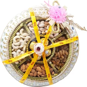 NAYANTSH Gift Thali hamper for Gift Dry fruit & Chocolates Almonds, Cashews, Pistachios, Raisins  (1 x 300 g)