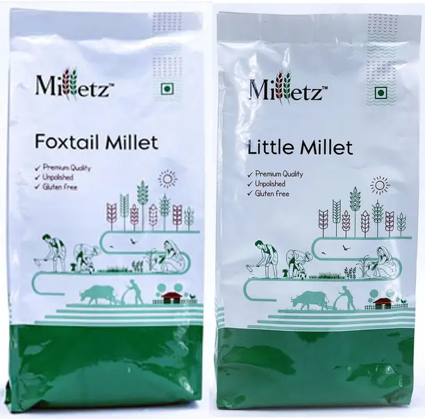 Milletz Millets Combo Foxtail Millet + Little Millet (combo Pack of 2 - 500 gram each) Mixed Millet  (1 kg, Pack of 2)