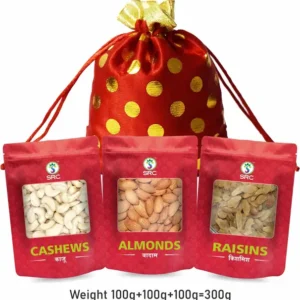 SRC Creations Dry Fruit in Fancy Potli Pack Gifts for Corporate | Festive Gifting Cashews, Almonds, Raisins  (3 x 100 g)